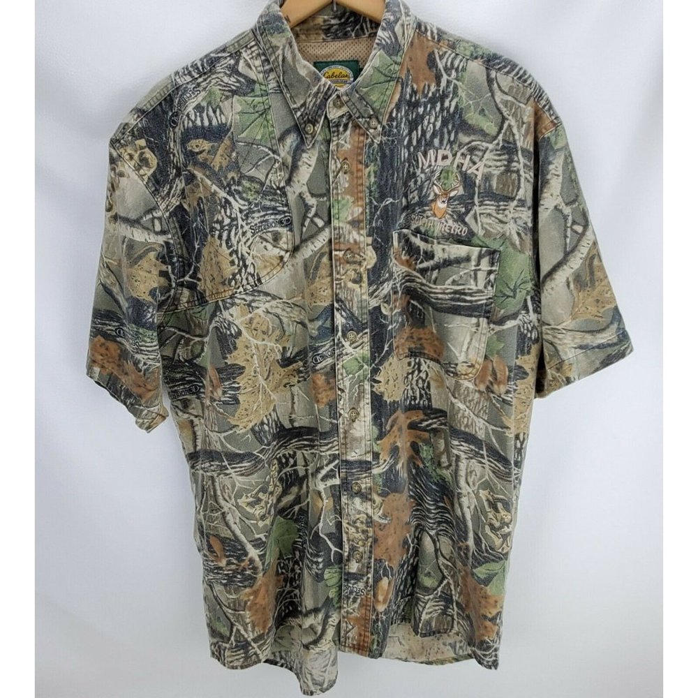 Cabela's Seclusion 3D Camo Vented Back SS Shirt MDHA Embroidered Logo Men's L